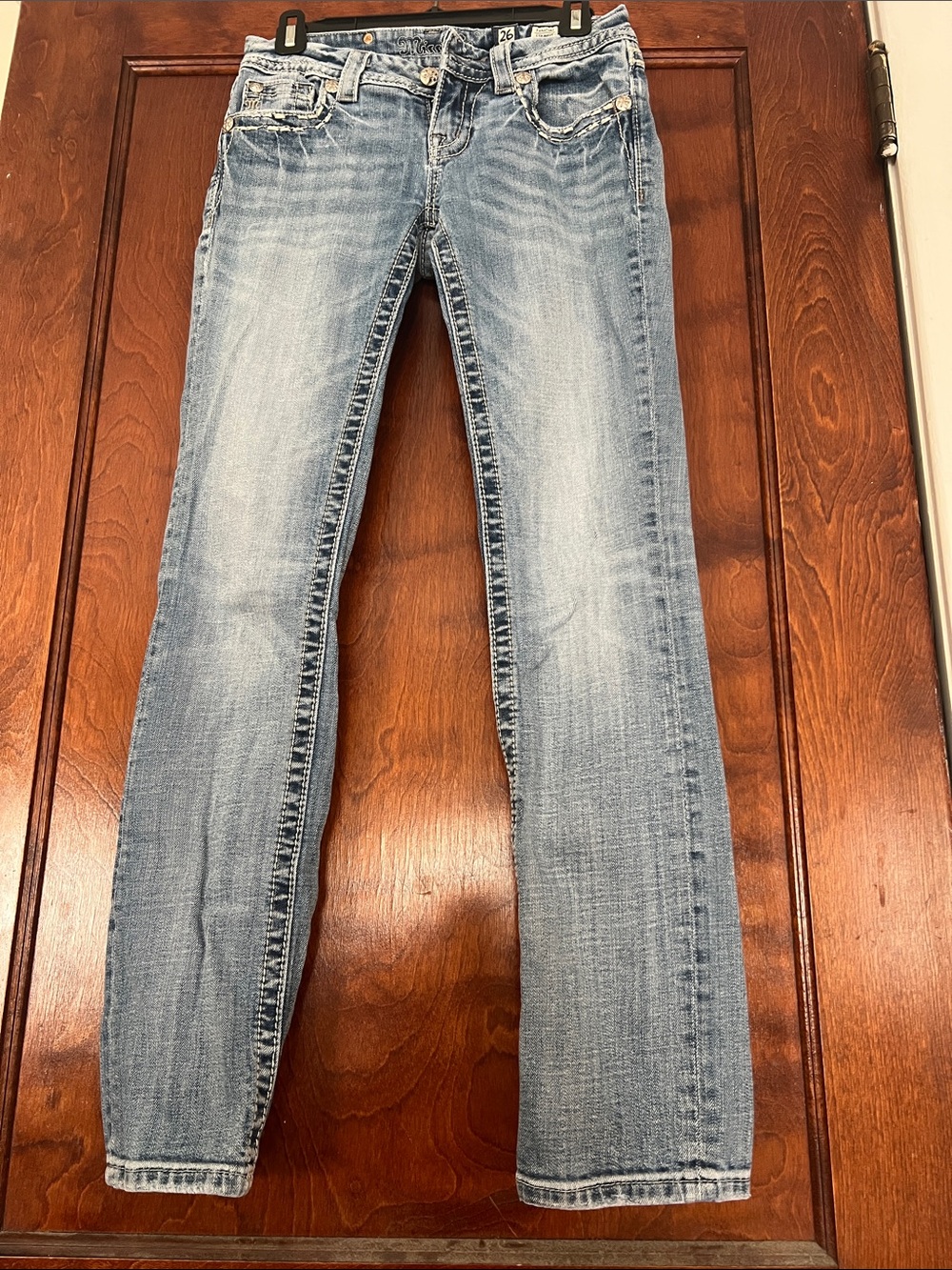 Miss me straight leg jeans, slightly distressed
